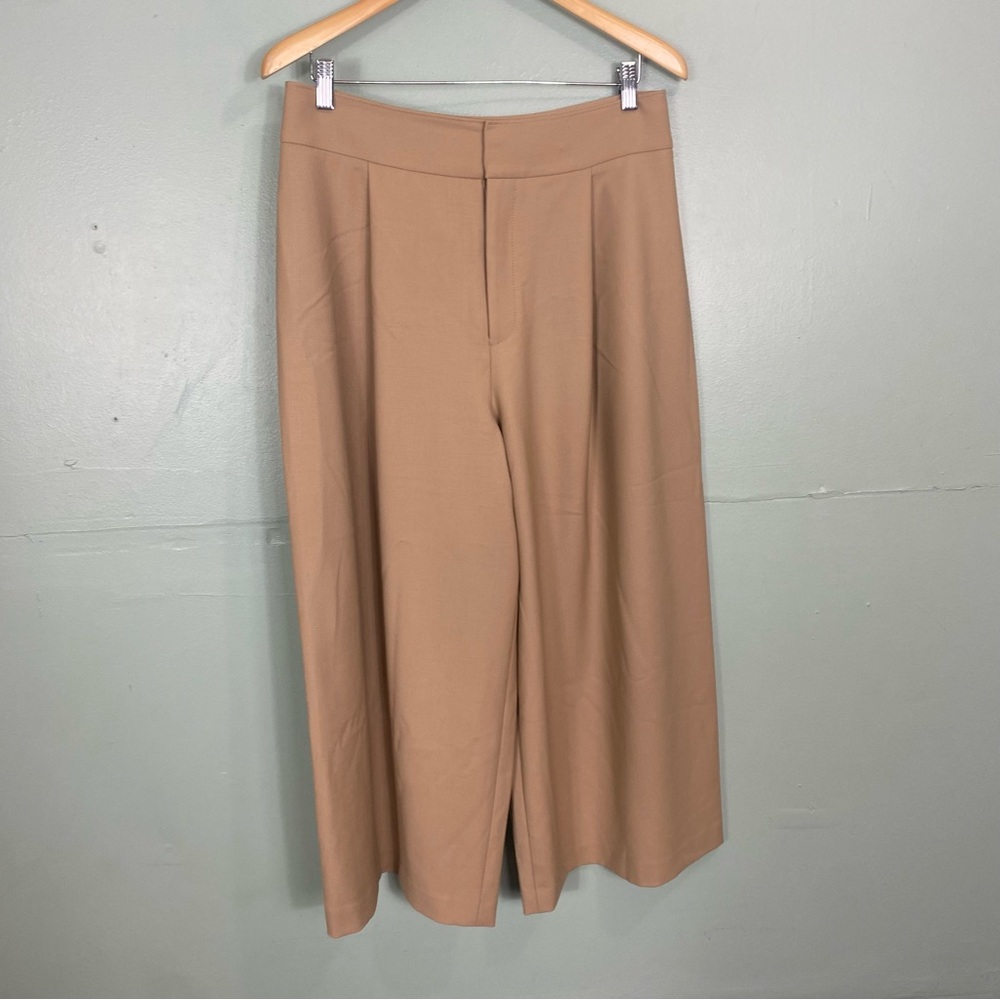 Club Monaco Camel Tan Wool Blend Cropped Wide Leg Pants Size 10